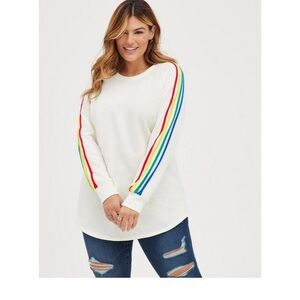 Torrid Tunic Sweatshirt - Cozy Fleece Rainbow Ivory